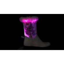 2019 Women's real Fur Boot Christmas white Leather Bootie S004 Ladies girl winter Snow Boots Led Shoes